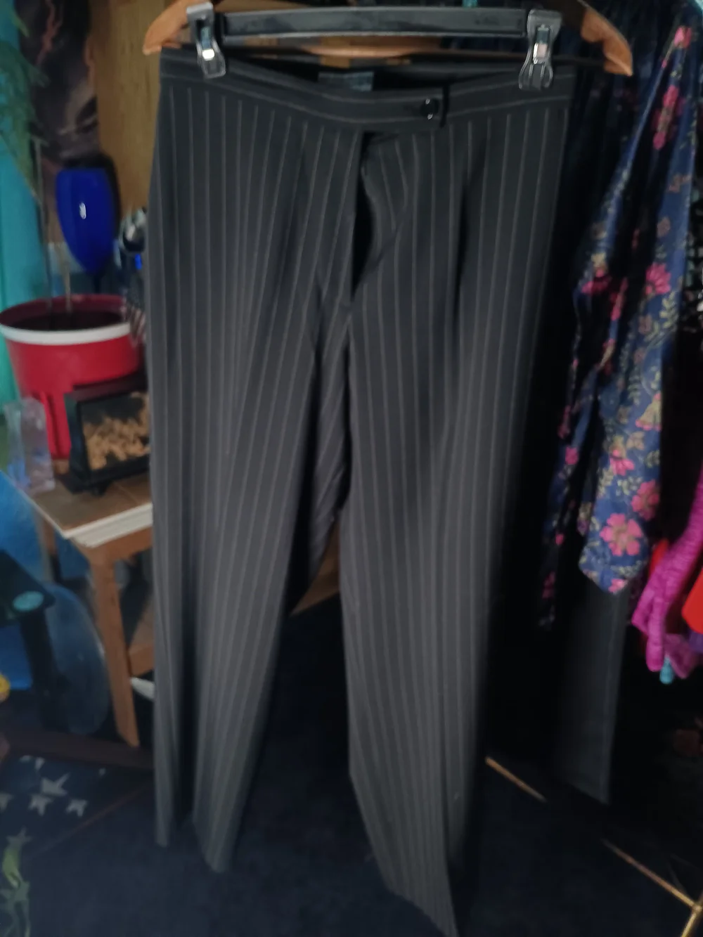 Pinstripe Women's Suit Jacket and Trousers 2 Piece Set.